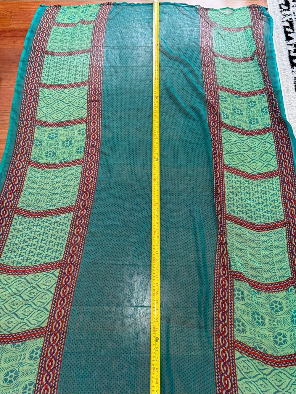 HUGE Scarf 3 X 7 Ft Lightweight Green Teal Patterned Scarf - Women Accessories - Picture 8 of 11